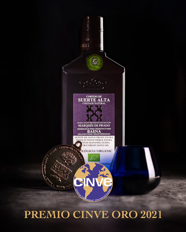 Aceite de Oliva Virgen Extra "Cortijo de Suerte Alta". Premio Oro Cinve 2021. Denominación de Origen Baena.